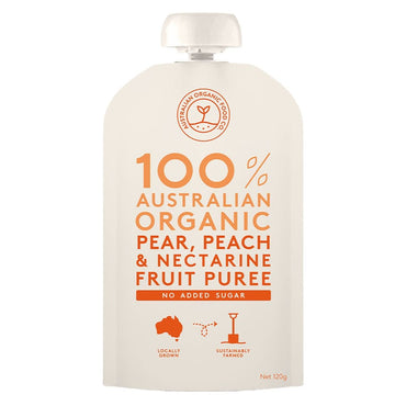 Australian Organic Food Co. Organic Fruit Puree Pear, Peach and Nectarine 120g
